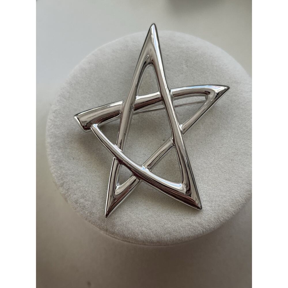 Vintage Danecraft Star Brooch Silver Tone 2.5”